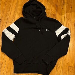 Fred Perry Black Hoodie with White Stripes